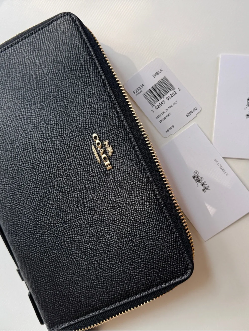 Coach Black Leather Double Zip Wristlet Wallet New With Tags Gold Hardware - Picture 9 of 10